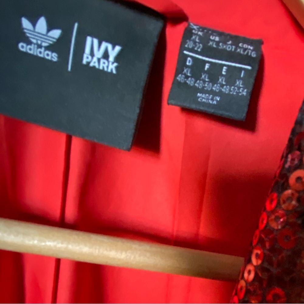 ADIDAS x IVY PARK Trench Coat / Overcoat 'IVP Sequin Duster' - Red/Black XL - Picture 7 of 12